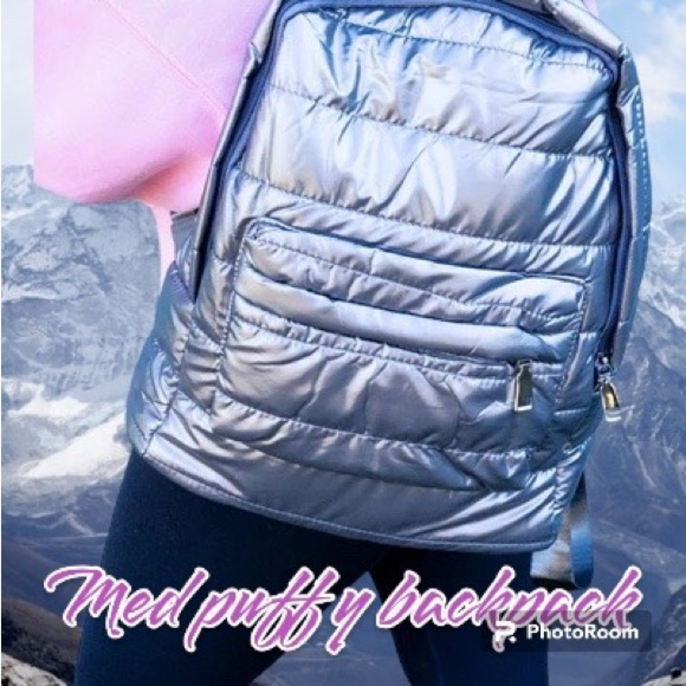 Medium Puffy Grey Backpack - Picture 2 of 2